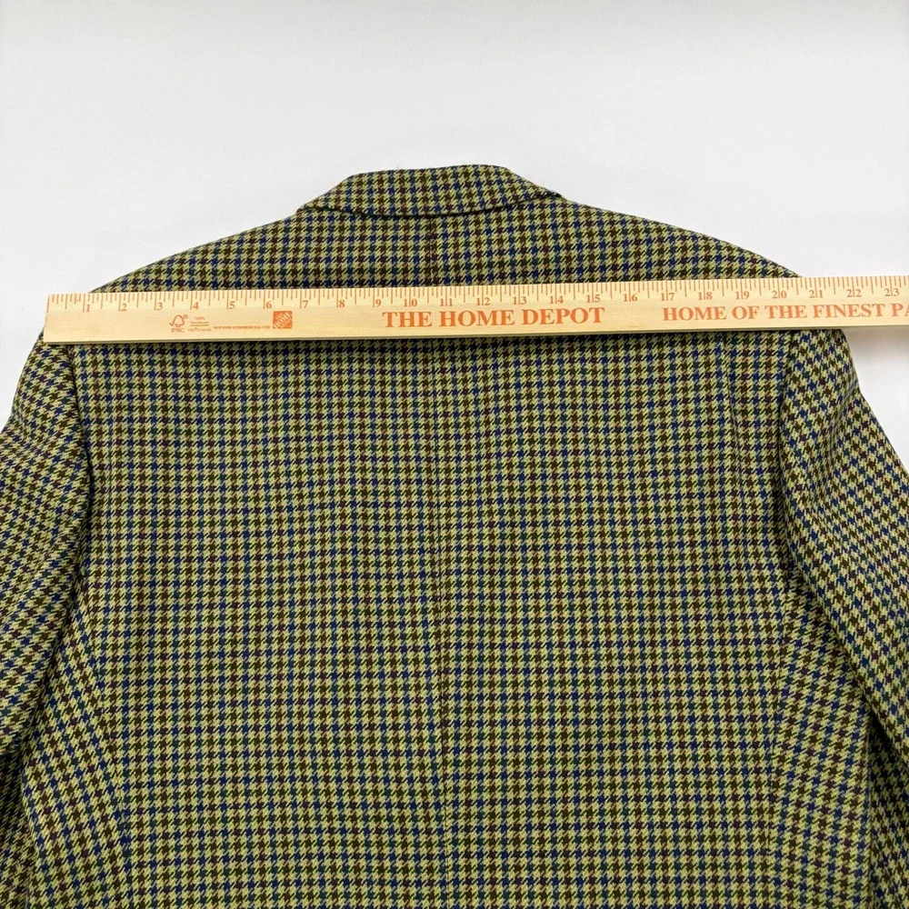 VTG Alandales Ermenegildo Zegna Wool Sport Coat Mens 42R Tan Houndstooth Blazer